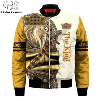 autumnwinter men bomber jacket beautiful king lion yellow poker printed 3d zip tracksuits coat unisex casual zipper jacket wp10