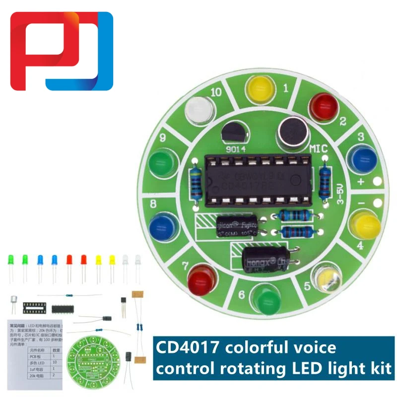CD4017 colorful voice control rotating LED light kit PULAR electronic manufacturing diy spare parts student Laboratory | Лампы и