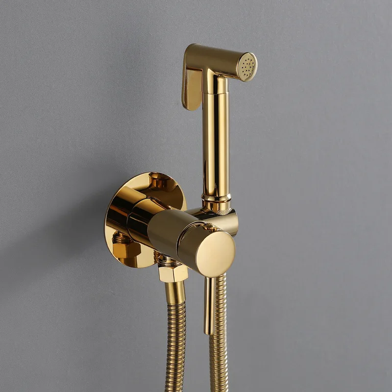 bathroom concealed hot and cold bidet spray set rose goldgoldchrome brass handheld sprayer toilet faucet free global shipping