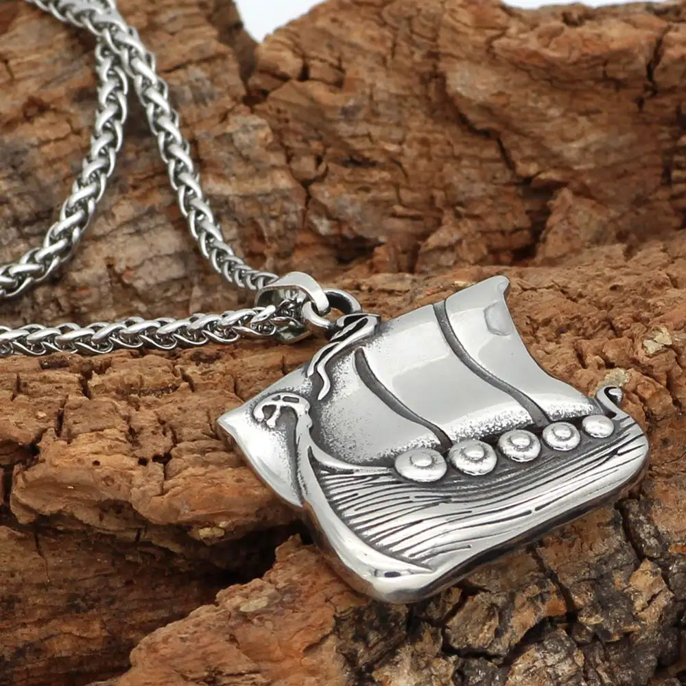 Подвеска в виде лодки из нержавеющей стали ожерелье скандинавский Викинг кулон