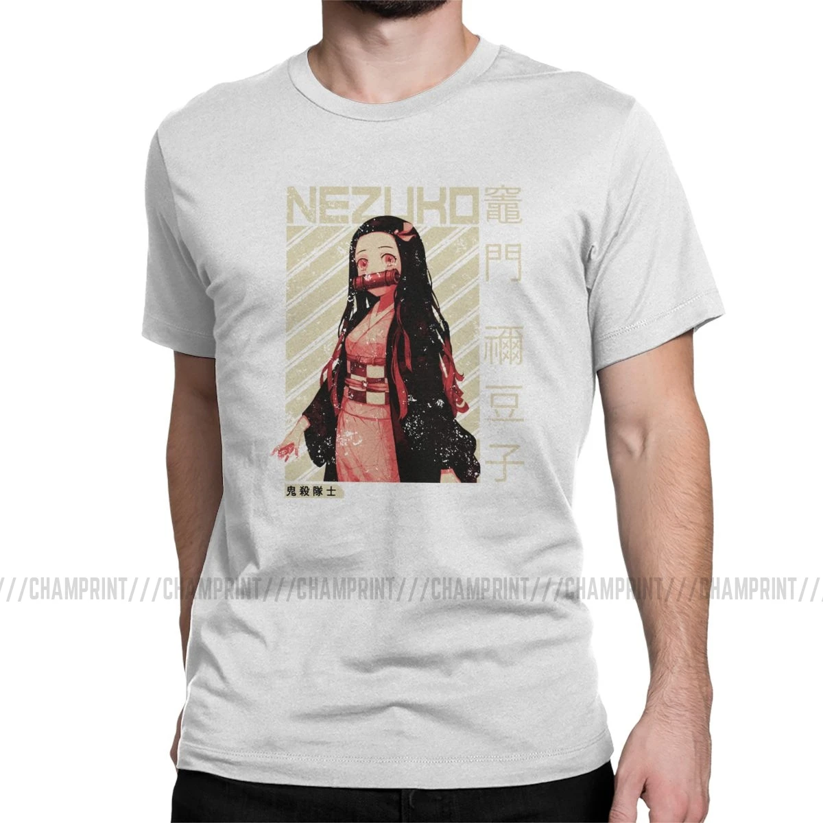 Demon Slayer Nezuko Kimetsu No Yaiba аниме футболка для мужчин креативная хлопковая футболка футболки с коротким рукавом топы с принтом - Цвет: Белый