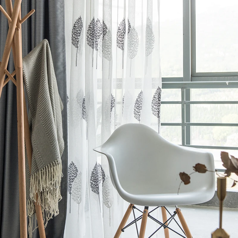 Европейские тюлевые шторы с вышивкой на окна для гостиной кухни современные из