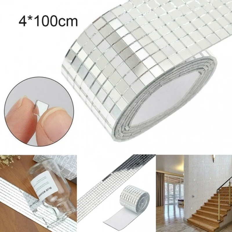 Мини квадратные стеклянные зеркальные мозаичные наклейки самоклеящаяся