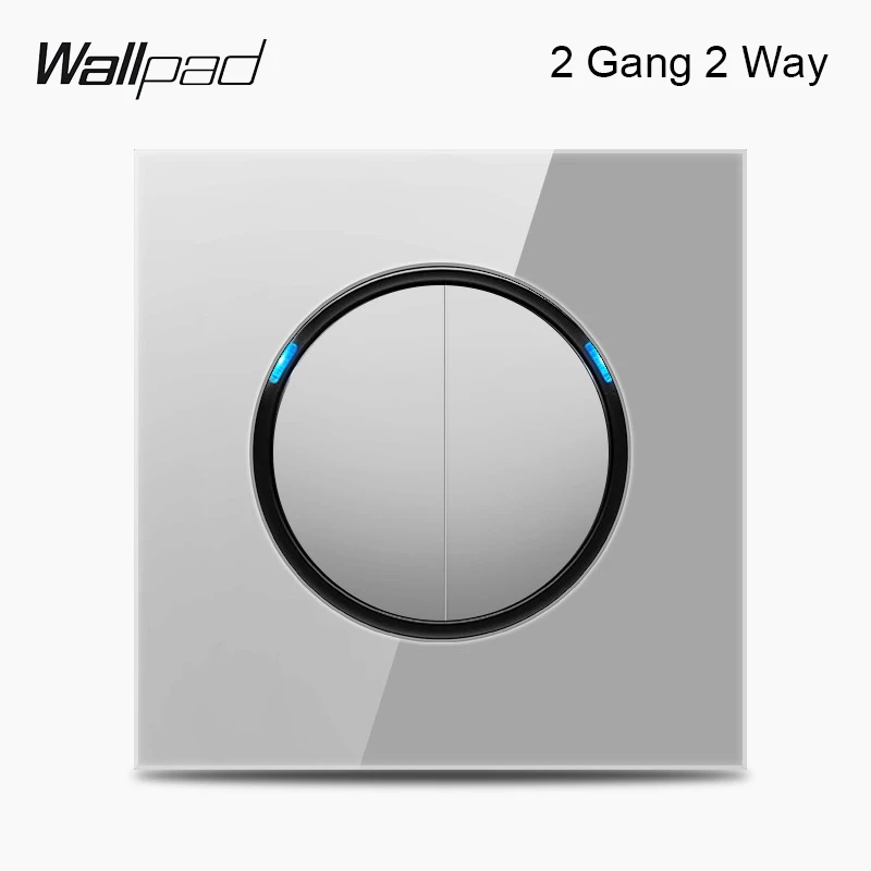 2 Gang 2Way Wallpad L6 серое стекло 1 2 3 4 банды 1 способ 2 пути промежуточный Мгновенный Переключатель 20A 45A двухпозиционный переключатель для плиты AC водонагреватель - Цвет: 2 Gang 2Way