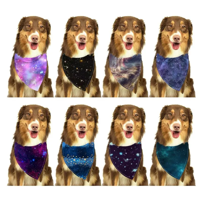 

Pet Dog Bandana Small Large Dog Bibs Saliva Scarf Washable Starry Sky Printing Dog Collar Neckerchief Pet Grooming Accessories