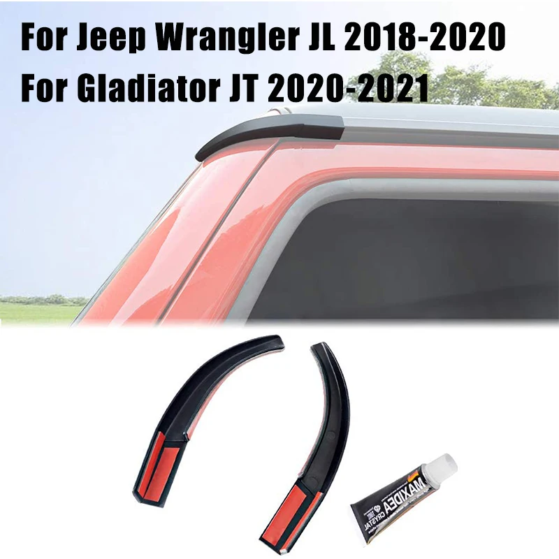 

2 Pcs Car Roof Water Rain Gutter Extensions for Jeep Wrangler JL 2018-2020 for Gladiator JT 2020-2021 External Accessory Black