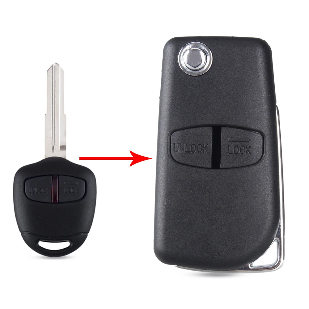 2Buttons Right Blade Dandkey 2/3 кнопки модифицированный чехол для ключа автомобиля для Mitsubishi Lancer ASX Grandis Evolution Outlander левый/Правый Клинок чип оболочка - Цвет: 2Buttons Right Blade