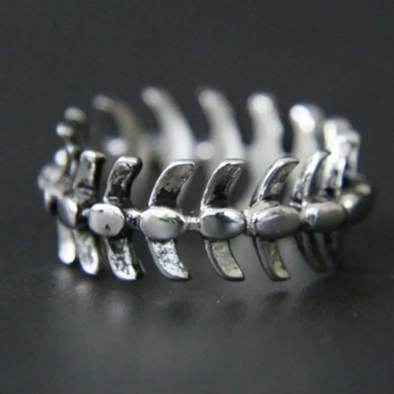 

Retro Popular Creative Rock Hip Hop Rings Fashion Simple Fish Bone Men Women Universal Ring Dragon Bone Gift Jewelry Wholesale