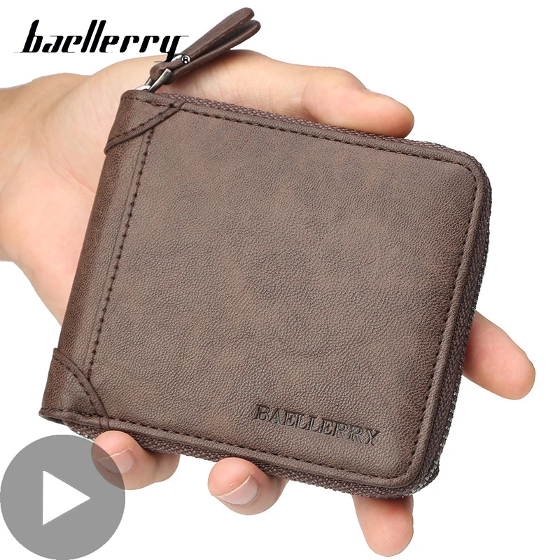 Держатель для карт и монет на молнии маленький короткий кошелек мужчин мужской