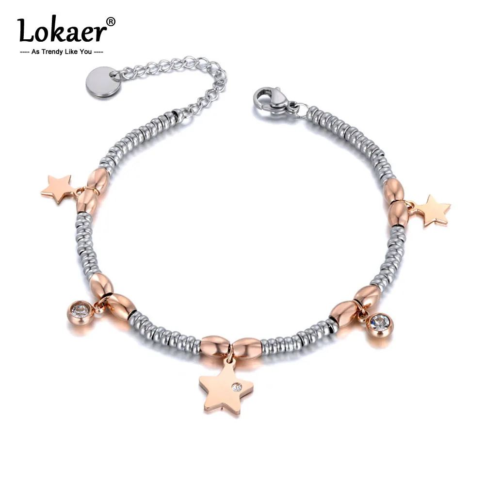 Женский браслет из нержавеющей стали с кристаллами и звездами|Цепочки браслеты| |