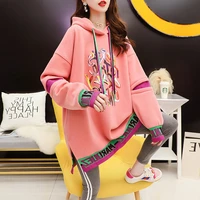 2020 korean hoodies autumn winter casual thick fleece personality pullovers fashion loose patchwork sweatshirts women