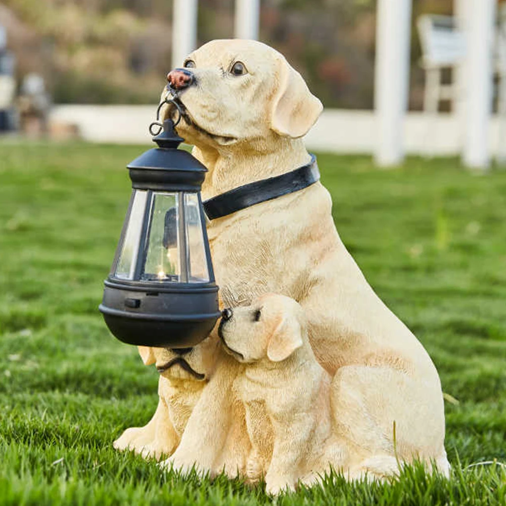 

LED Solar Light Dog Lantern Sculpture Resin Craft Ornament Home Porch Decor Garden Solar Powered LED Light Dog Statues