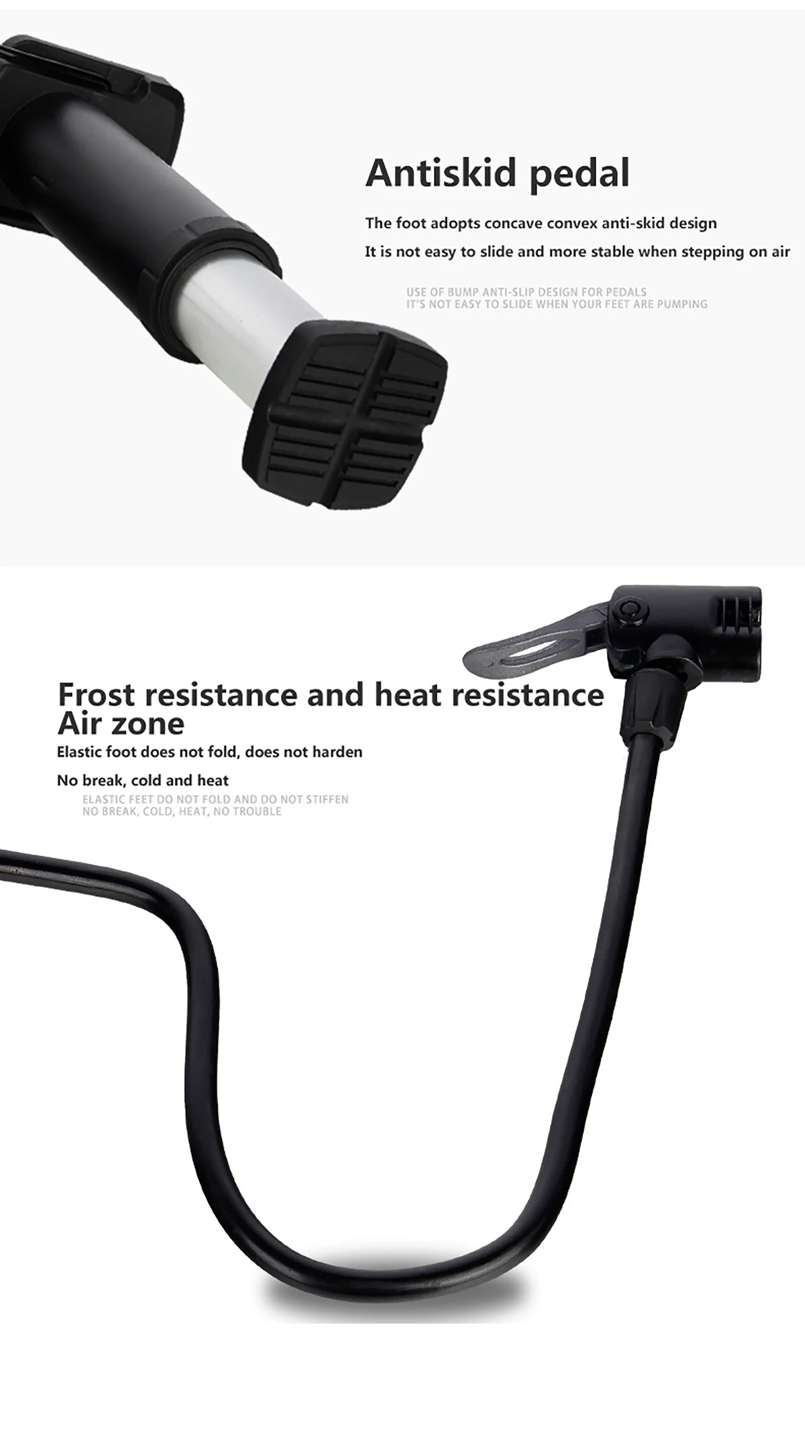 

4 Color Newest Arrival High-pressure Foot Pump Aluminum Alloy Convex Design Non-slip Base Universal Mini Portable Tool