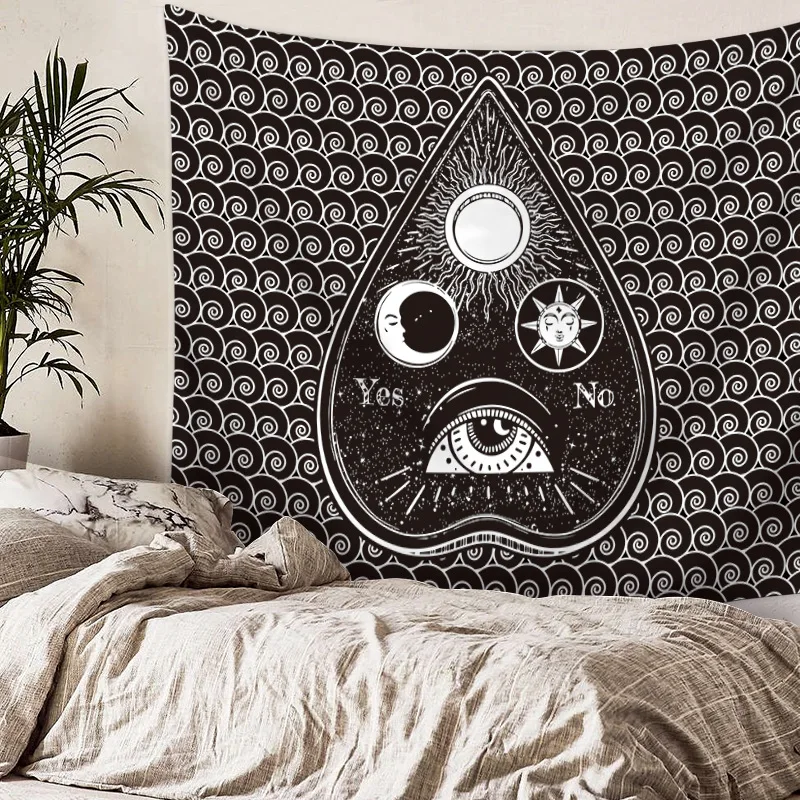 Полиэстер ткань череп серии гобелен Йога Хиппи гадание Таро кошка Ouija колдовство