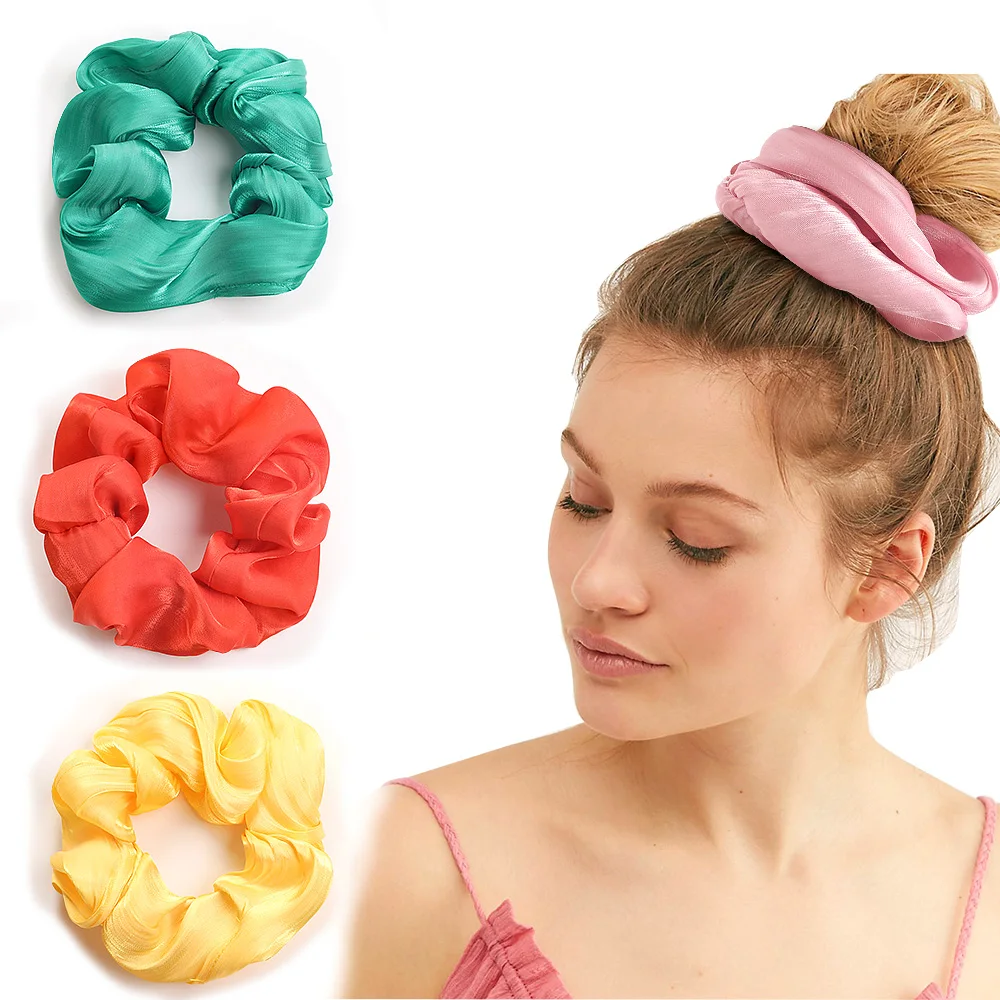 Милые резинки для волос женские резиновые шелковые простые эластичные