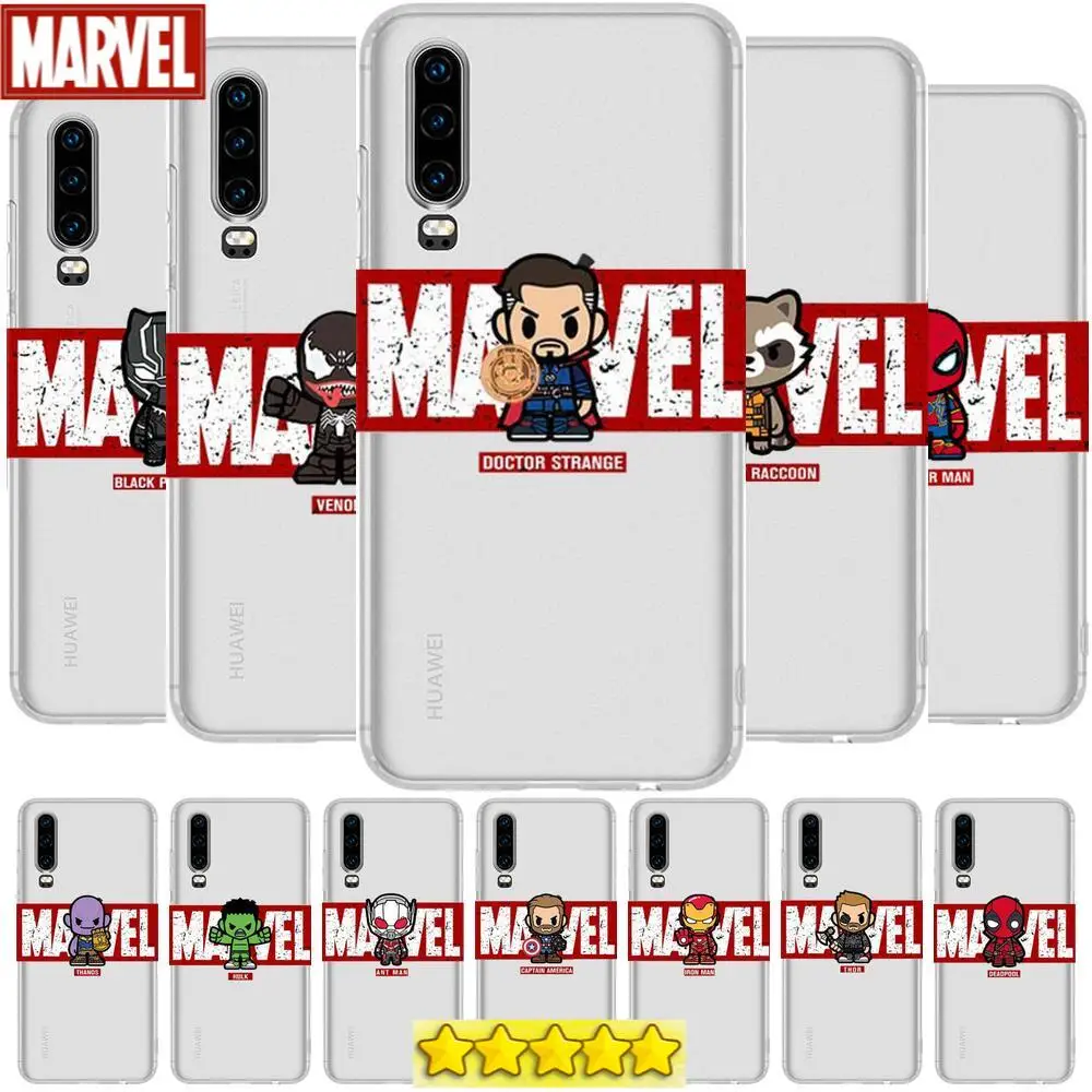 

Marvel Avengers Hero name Anime Phone Case For Huawei p50 P40 P30 P20 P10 P9 P8 Lite E Pro Plus Etui Coque Painting Hoesjes co