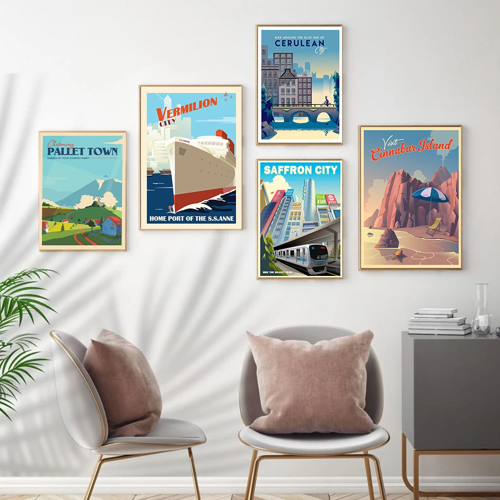 

World Travel Souvenir Poster City Landscape Canvas Painting Modern Transportation Art Print Wall Picture Living Room Home Decor