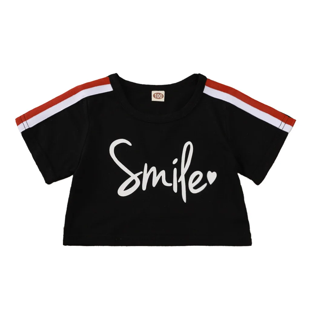 

Summer Children Casual Cotton Short Sleeve O Neck Patchwork Letter Baby Girl Or Boys T-shirt 1-8T
