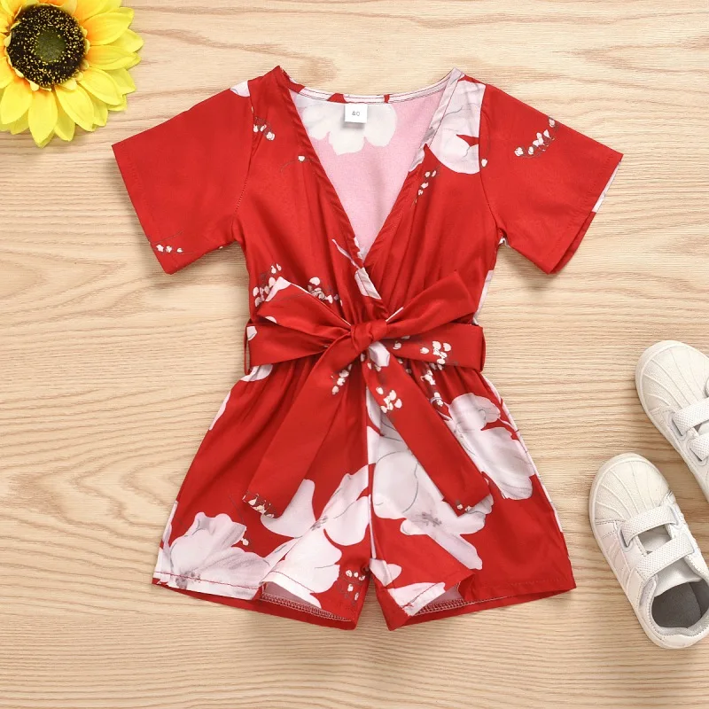 Новые топы с круглым вырезом Детская одежда цветочным принтом для детей
