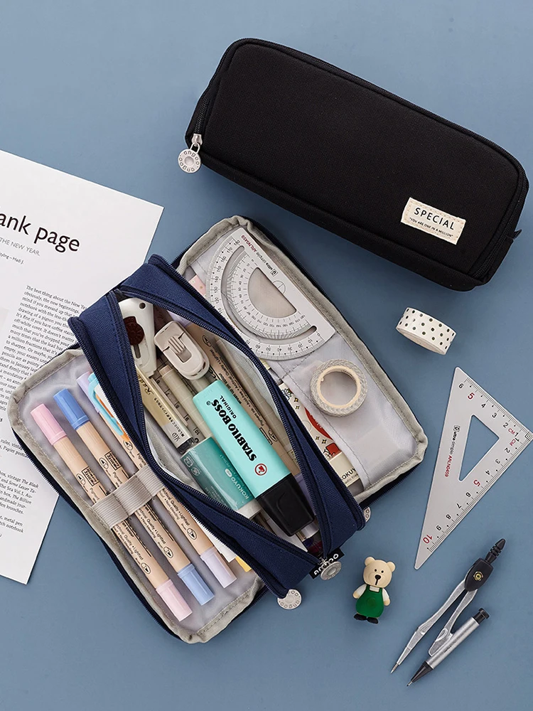 Чехол для карандашей черный пенал школьные принадлежности вместительный чехол