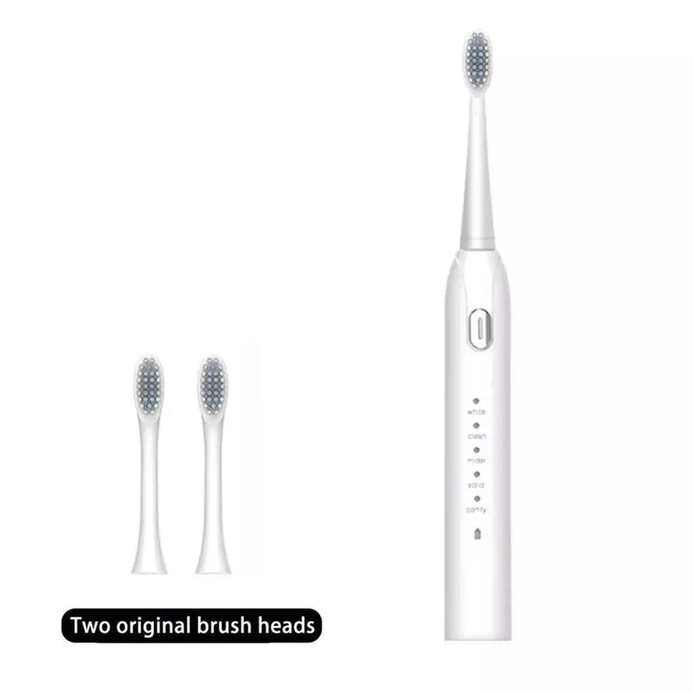 

Electric Toothbrush Usb Charging Adult Waterproof Automatic Ultrasonic Toothbrush With 2 Brush Heads Low Noise Men And Women