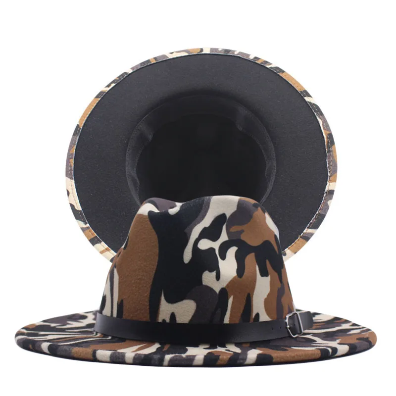 Осенняя Женская фетровая шляпа Winte мужские модные камуфляжные шапки джазовая