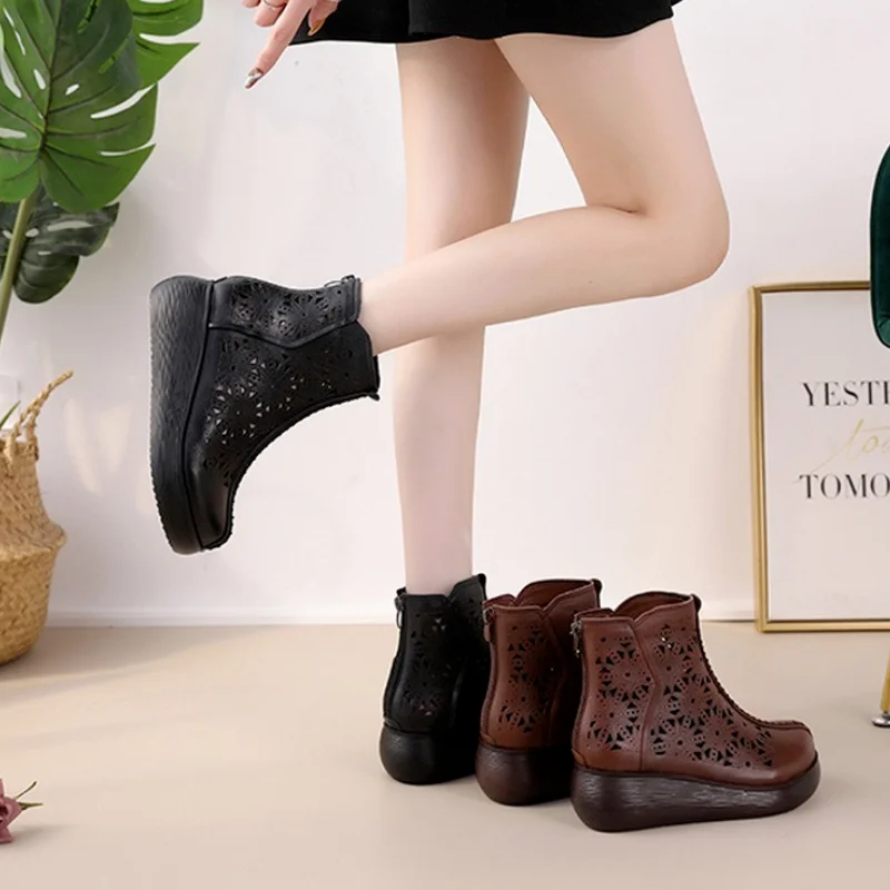 

Women's Casual 2021 Summer New Style Hollow Zipper High-top Flat Shoes Outdoor Comfortable Casual Sports Shoes Women's Shoes