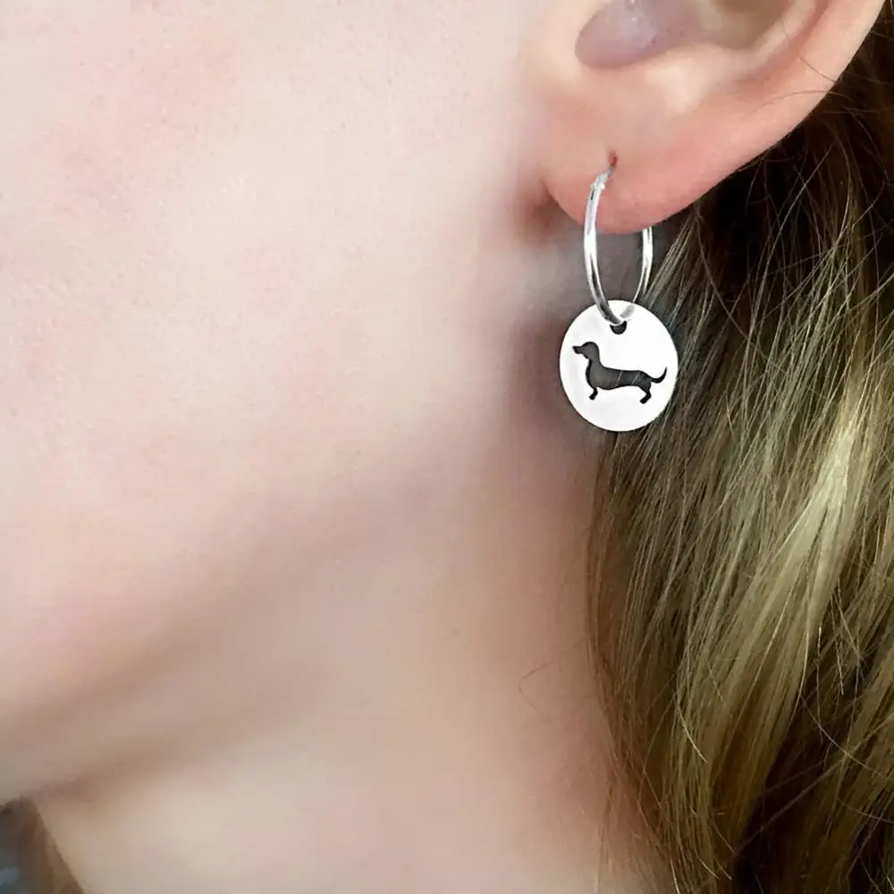 Серьги-кольца женские с изображением мопса Бигля чихуахуа