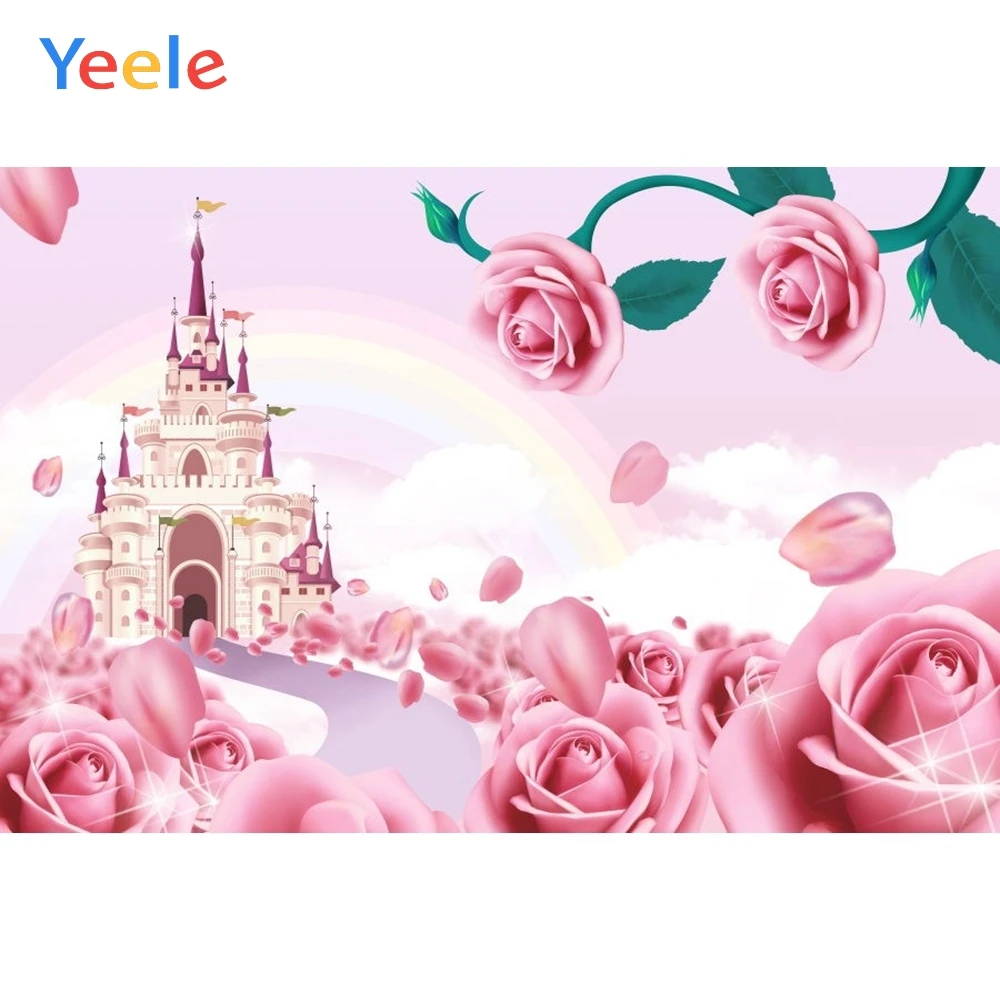 Виниловый фон для студийной фотосъемки с изображением замка цветка розовой розы