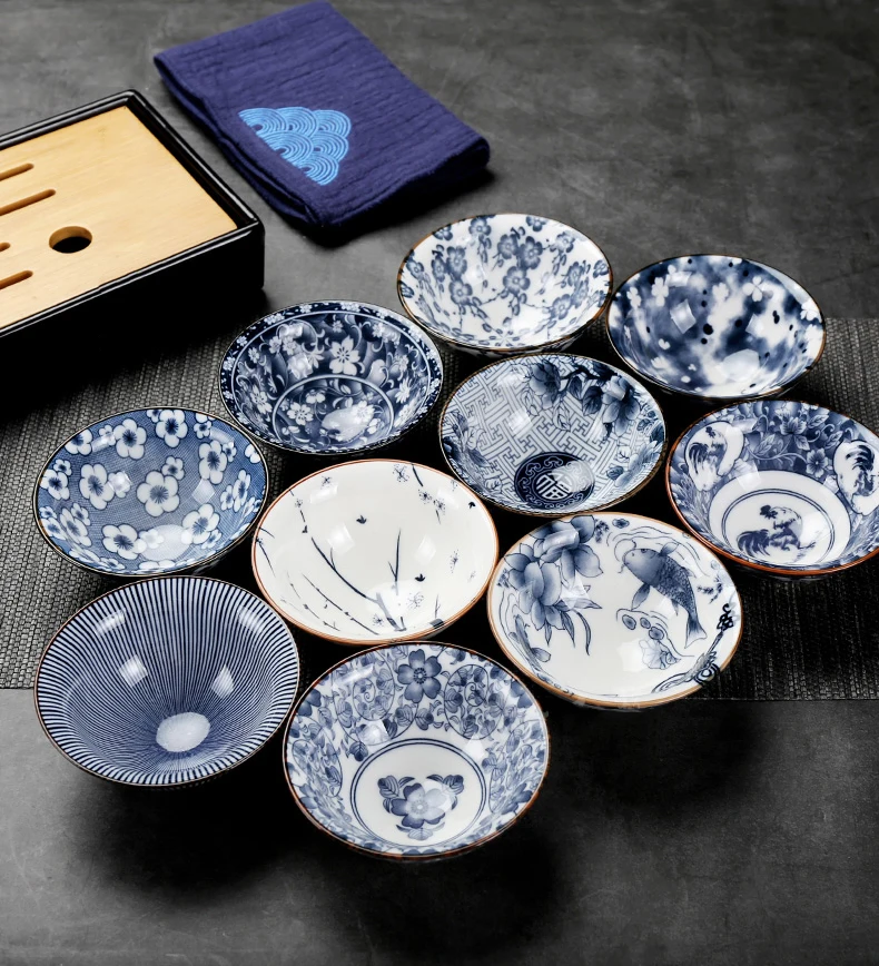 Синие и белые фарфоровые чайные чашки антимасштабируемые Ретро для чая кунг-фу