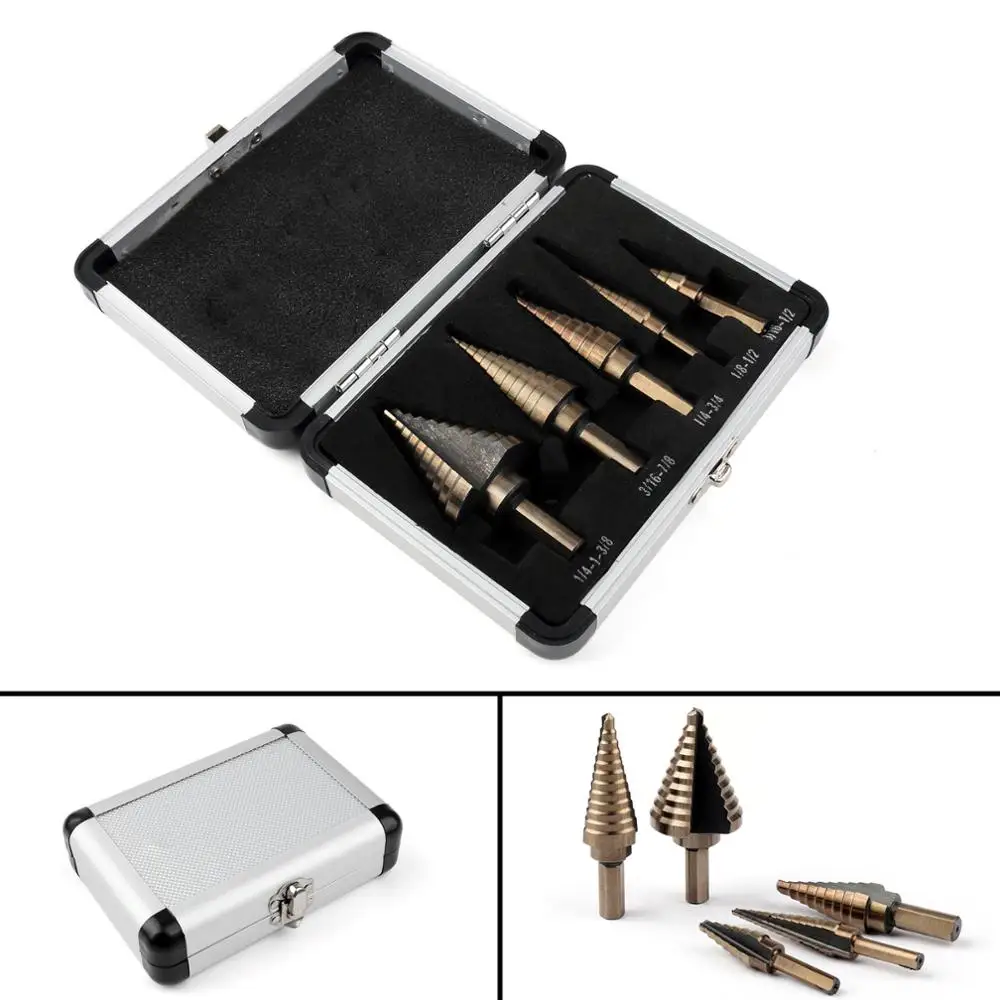 

Areyourshop 5pcs Hss Cobalt Multiple Hole 50 Sizes Step Drill Bit High Speed Steel Bit Set