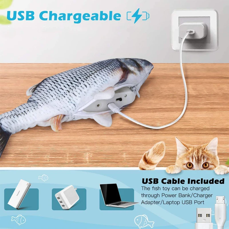 SUPREPET Dancing Fish Cat игрушка 3D Плюшевые игрушки Catch Me С Кошачьей Мятой электрическая USB