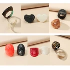2 шт. акриловые бусины кольцо широкий ко ретро смолы стекируемые агат кольца комплект Для женщин стекируемые агат кольца