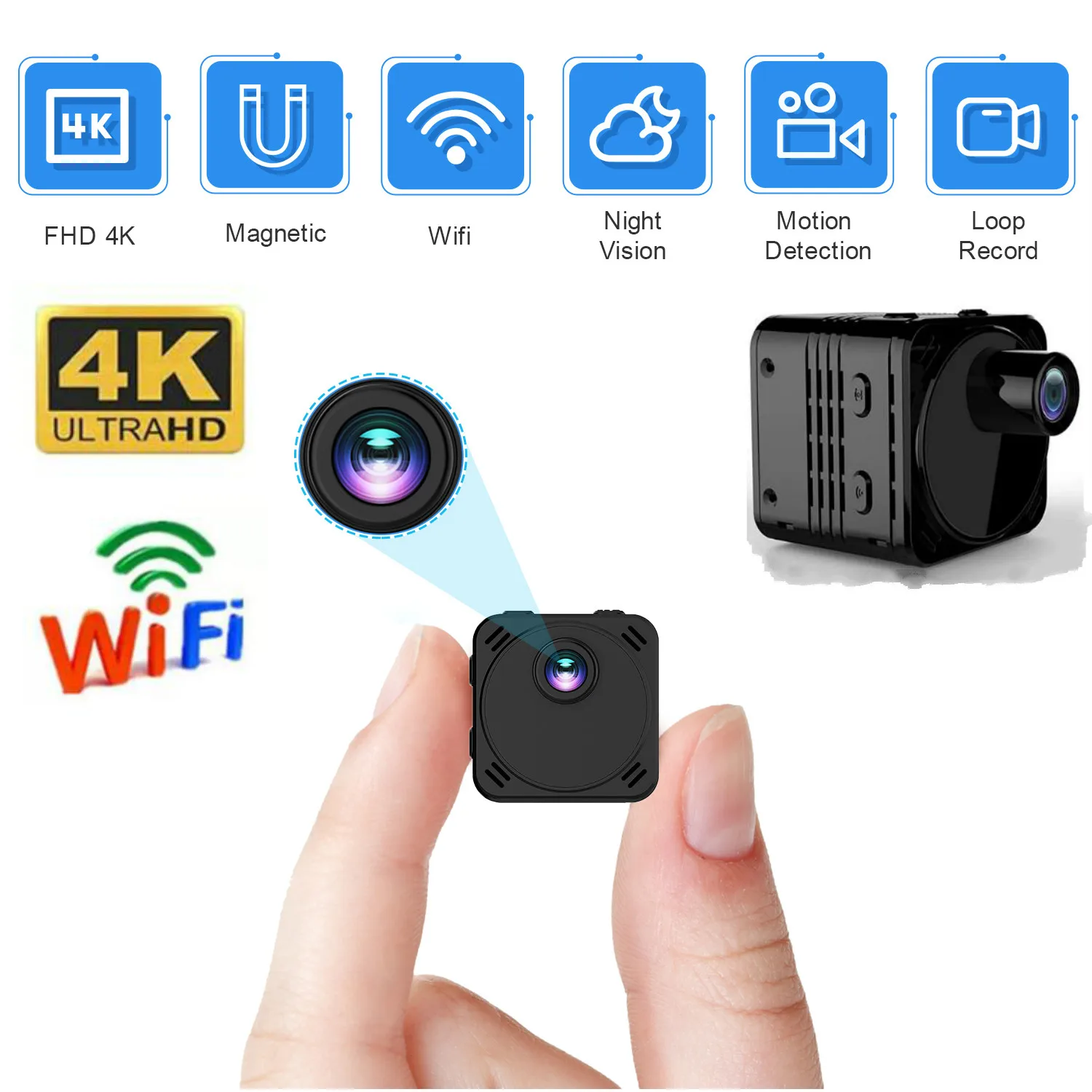 

Real 4K Mini Camera WiFi Wireless Camcorder IP P2P HD Micra Cam Motion Detection Night Vision Video Micro suport Hidden tf card