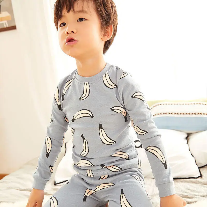 Детская Пижама с длинными рукавами и круглым вырезом для маленьких мальчиков
