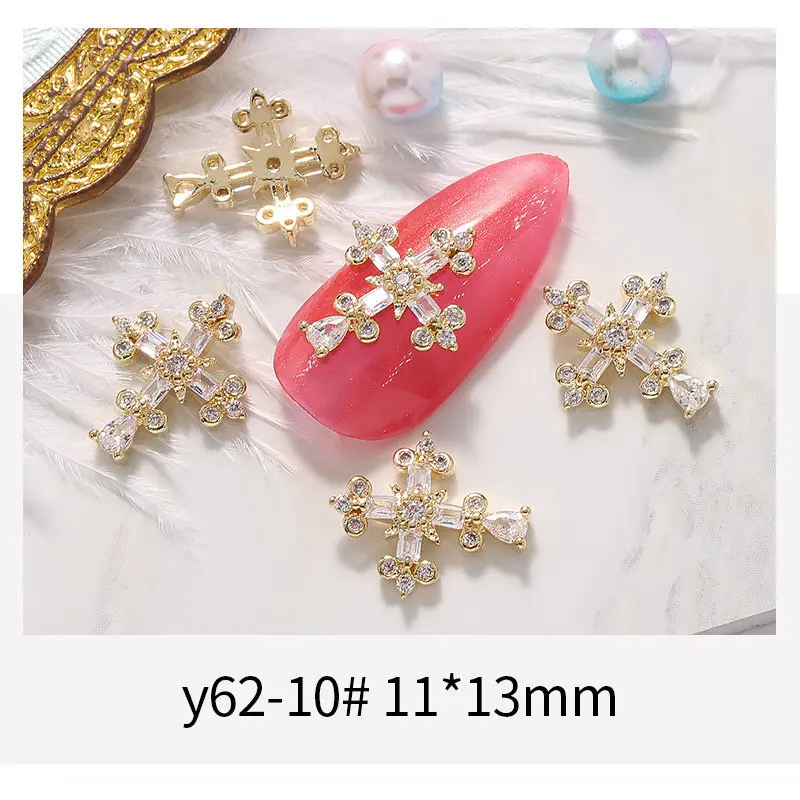 y62-10 10 шт./лот класса люкс цепь кулон 3D ногтей Декоративный Циркон с украшением в виде кристаллов, с отделкой жемчугом, металлом, аксессуары для ногтей набор страз для ногтей прелести - Цвет: y62-10