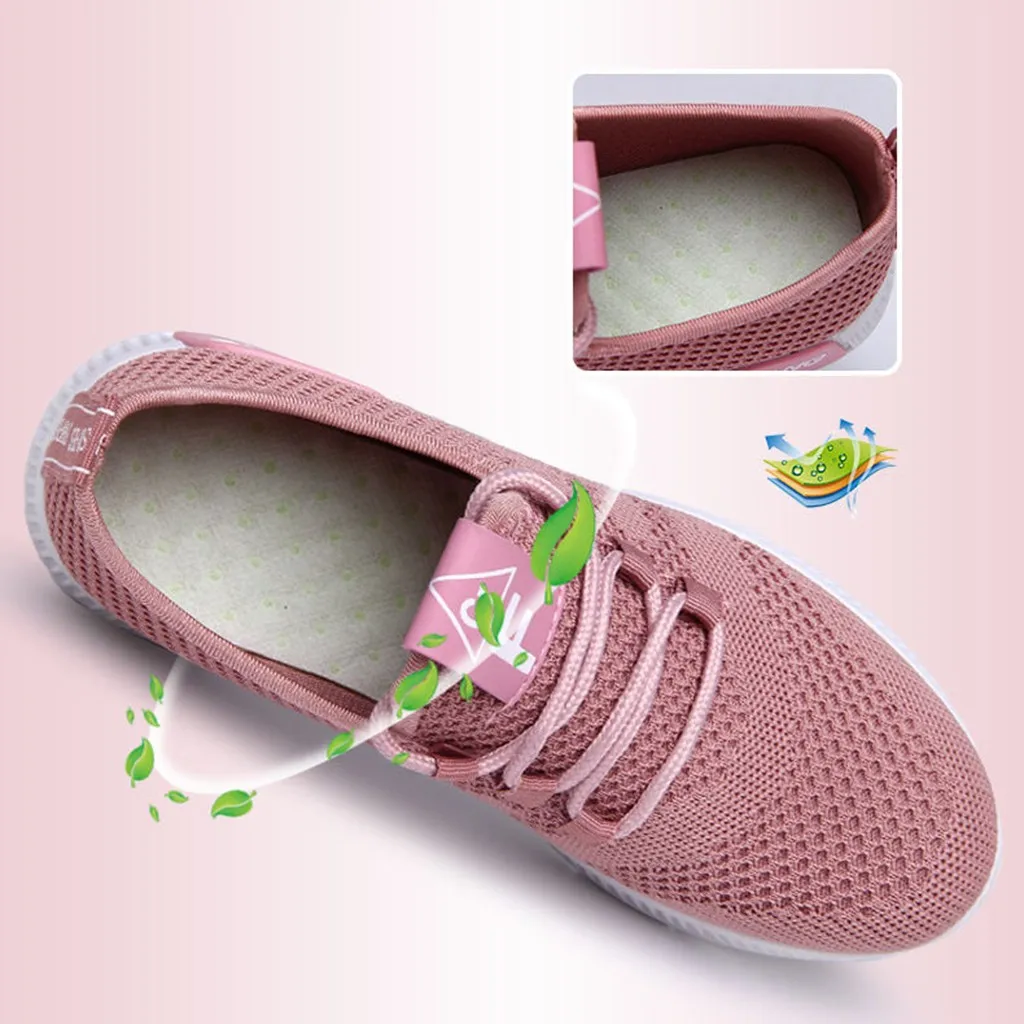 Женские кроссовки для бега SAGACE модные однотонные дышащие сетчатые на шнуровке