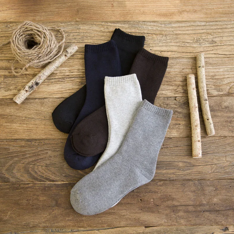 New Brand Business Casual Warm Thick Cotton Men's High Quality Cotton Socks Men's Formal Dress Socks Black For Man Autumn Winte