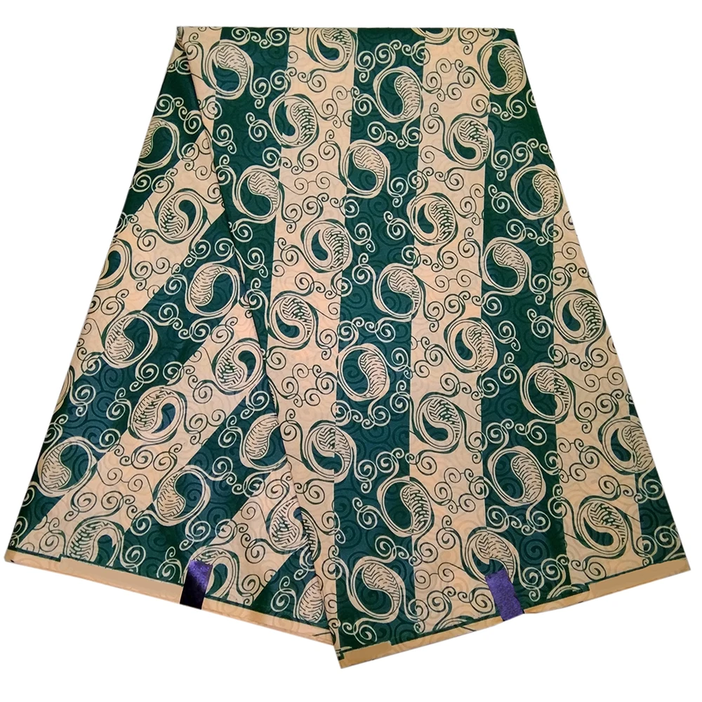 6 ярдов \ Лот африканская ткань зеленый цветочный принт в полоску восковая для