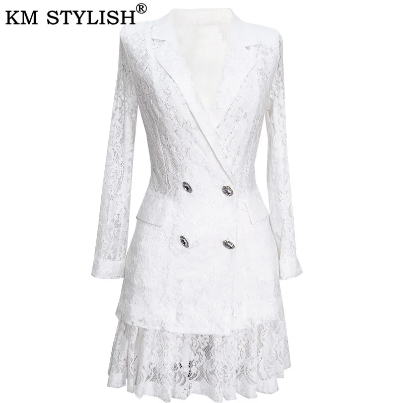 Женский костюм из 2 предметов Элегантный женский офисный белого кружевного