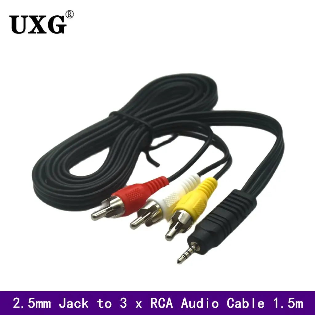 2.5mm Jack To 3 X RCA Phono Lead Audio / Video AV Cable 2.5mm To AV Video Cable For Net Media Player 1.5m