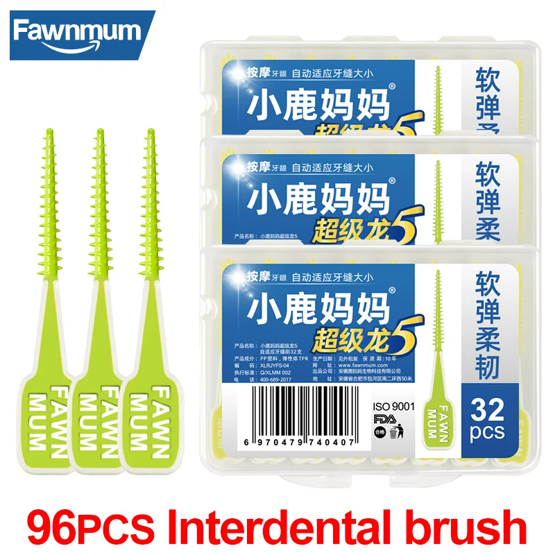 

Fawnmum 96Pcs Silicone Interdental Brush Orthodontic Braces Dentistry Dental Teeth Cleaning Tools Toothpicks Oral Hygiene Care