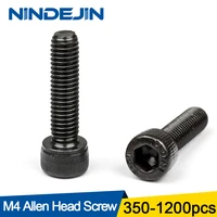 nindejin m4 screw bolt 350 1200pcs allen head screw bolt hex hexagon socket screw din912 carbon steel 12 9 grade