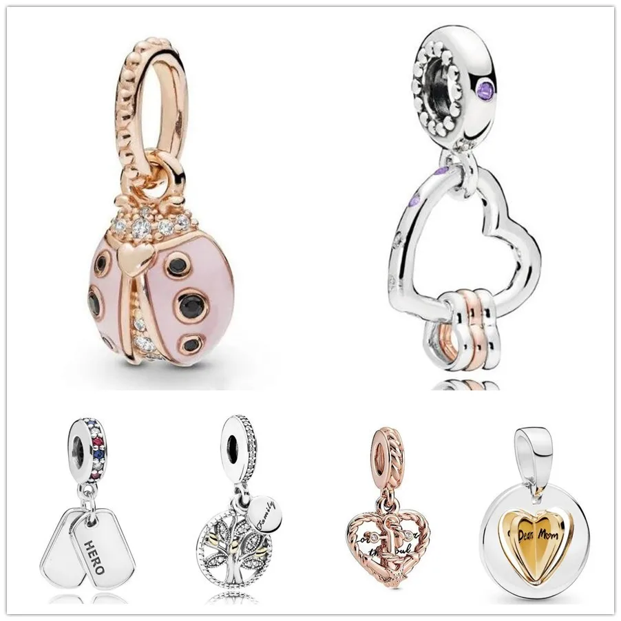 

Authentic 925 Sterling Silver Rose Rope Heart & Love Anchor Pendant Charm Bead Fit Pandora Bracelet & Necklace Jewelry