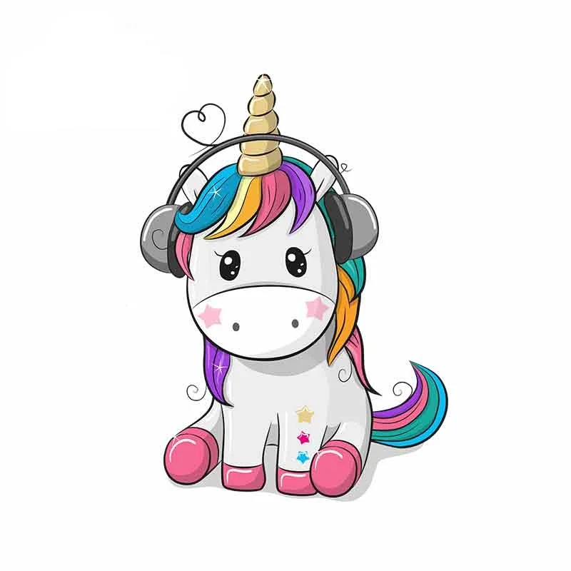 

13cm x 9.5cm for Cute Unicorn Listening To Music Car Stickers DIY Stickers Car Accessories Personality Creative Decal