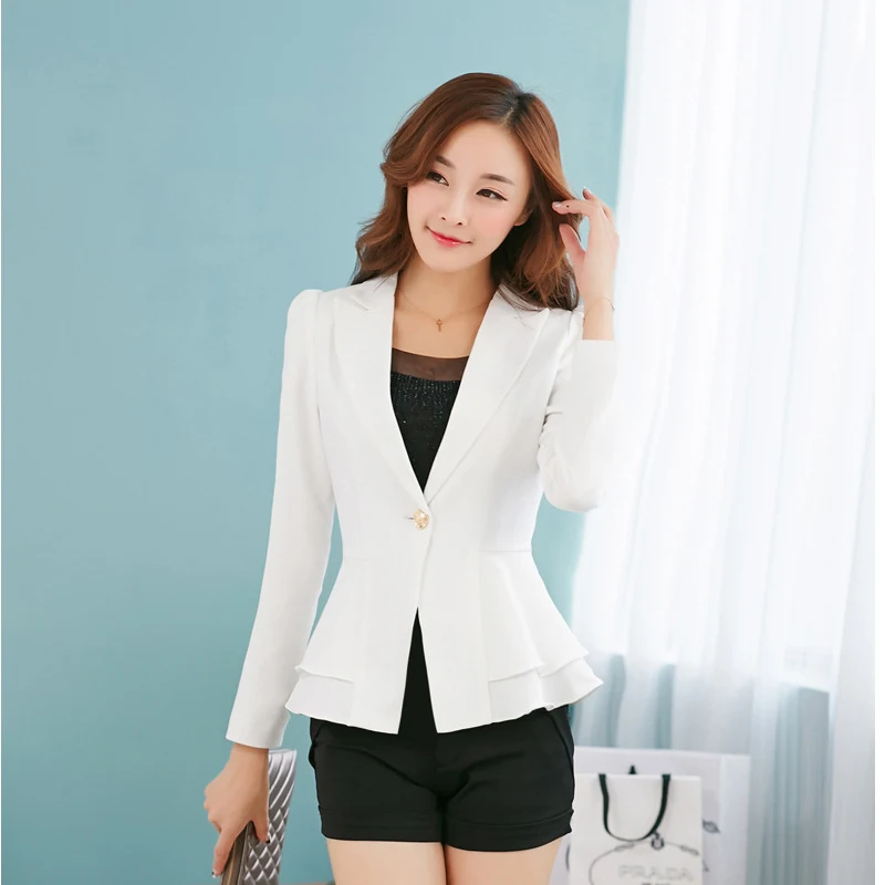 Женский однотонный Блейзер на одной пуговице с длинным рукавом|suit steamer|jacket and skirt