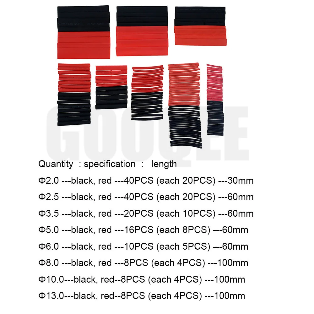 150 шт./лот 2:1 Полиолефиновая термоусадочная трубка Изоляционная для проводов