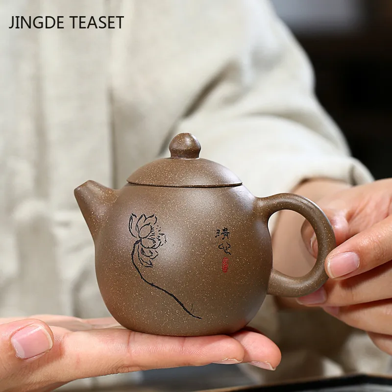 

Аутентичные чайные горшки из исинской глины, Фиолетовый Глиняный Чайник с яйцом дракона, чайник для красоты, необработанная руда, бутиковая...