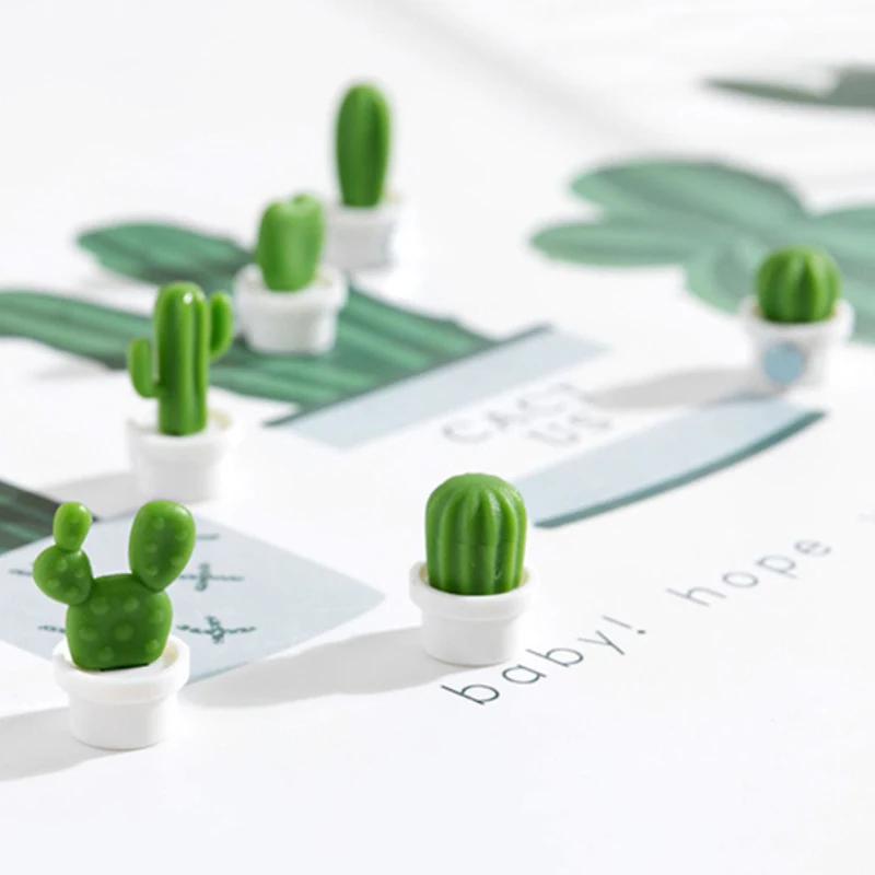 6 шт./компл. магниты на холодильник милый кактус сочные растения магнит кнопка