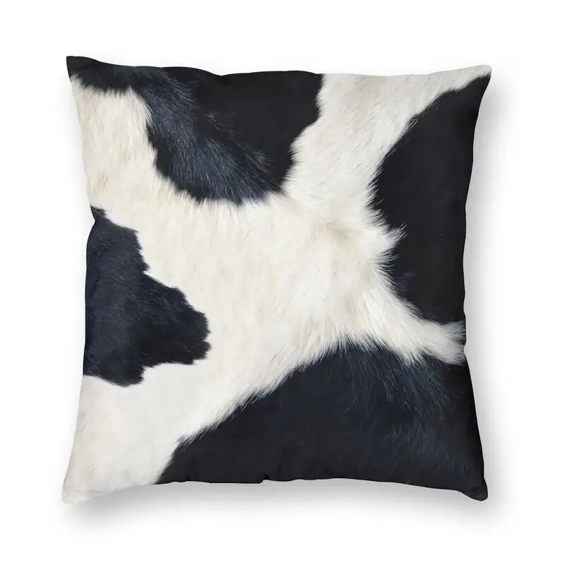 Black And White Cow Hide Cushion Covers Sofa Decoration Simulated Cowhide Textured Square Throw Pillow Case 45x45cm